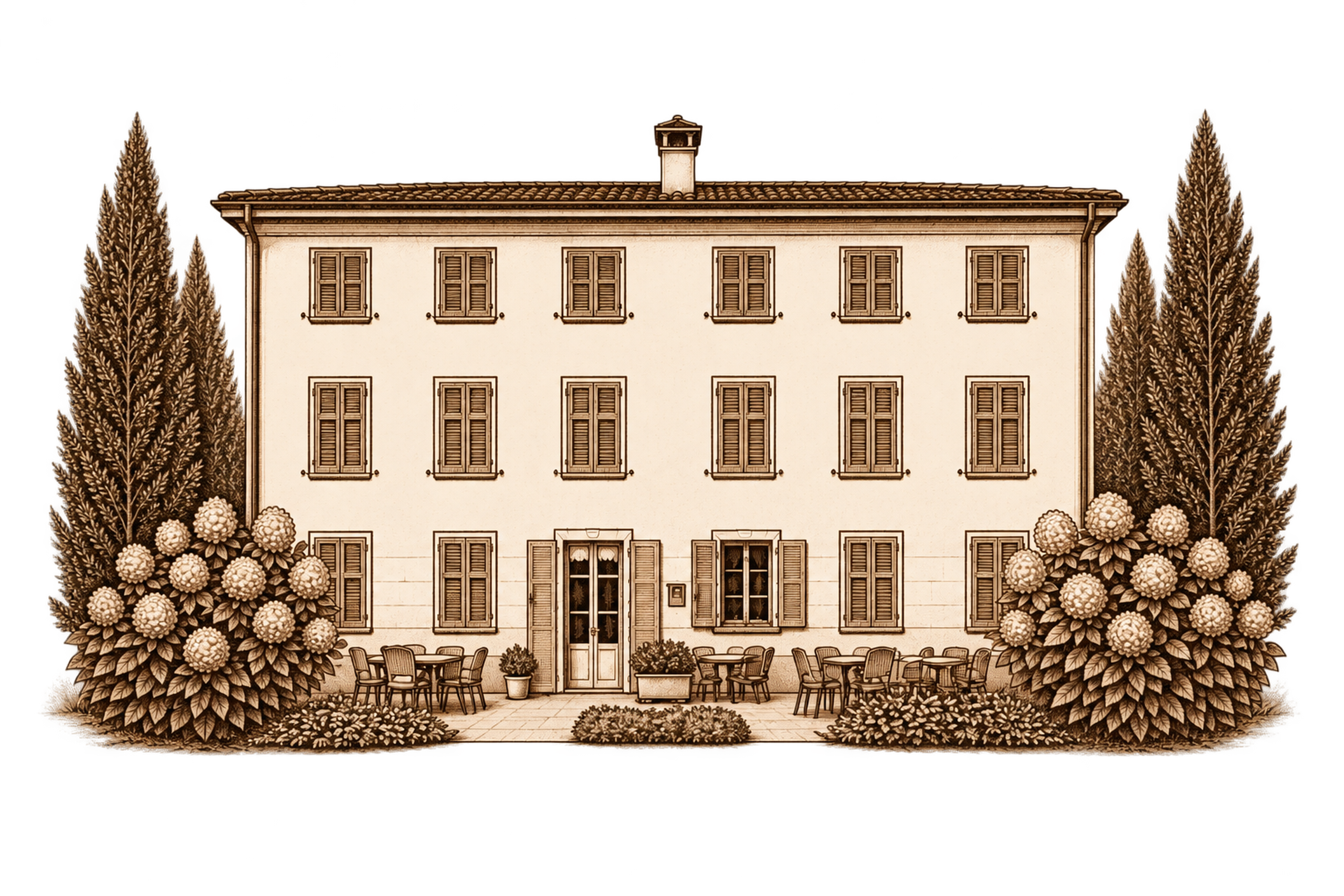 Illustrazione della villa La Corte